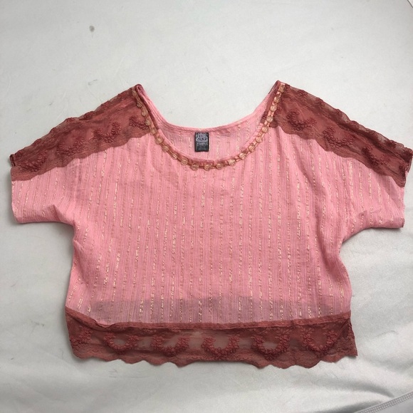 Free People pink embellished lace and lurex crop top - Picture 3 of 8